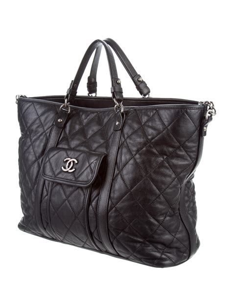 chanel canvas bag black|large zipped shopping bag chanel.